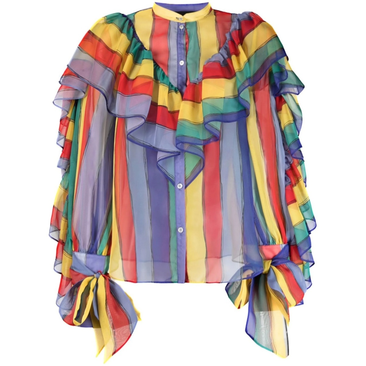 stripe-print ruffled blouse