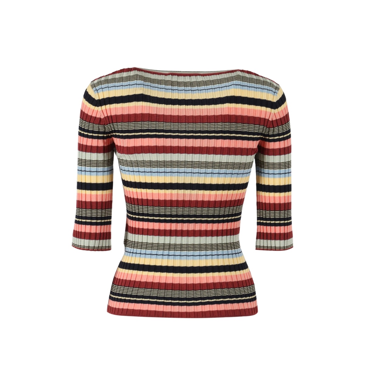 striped cropped-sleeve top - Img 2