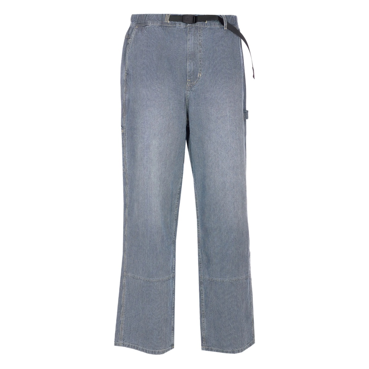 striped-pattern belted-waist trousers