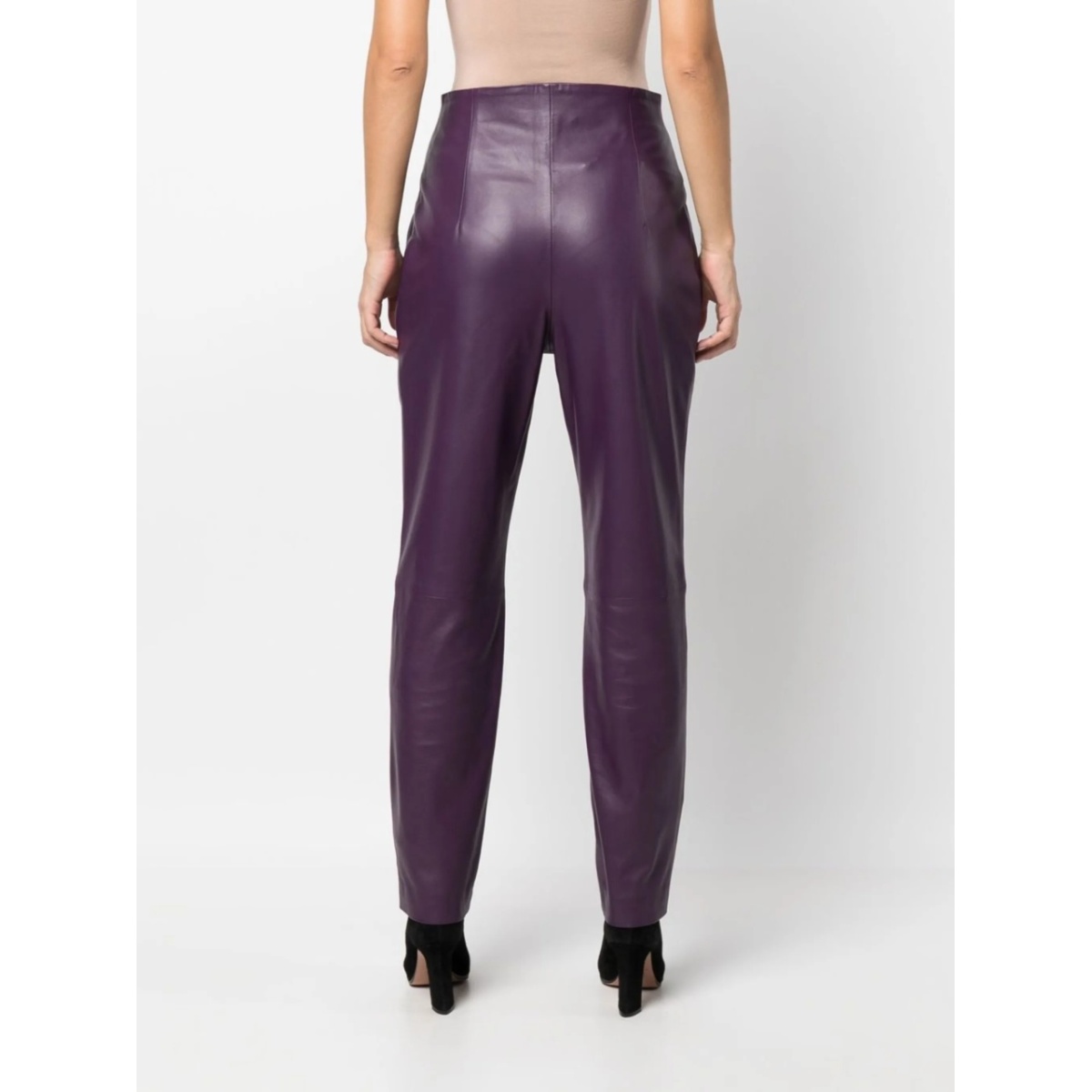 tapered-leg leather trousers - Img 4