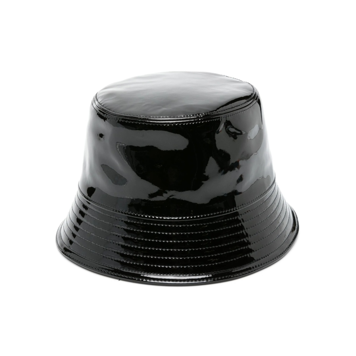 triangle-logo patent-leather bucket hat