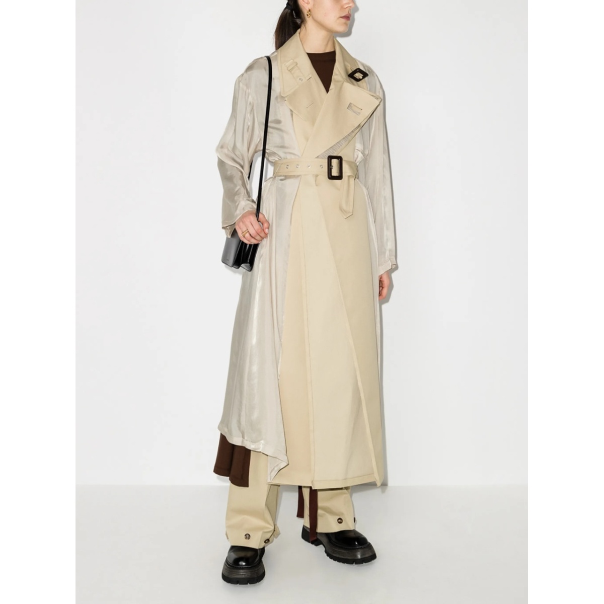 two-tone double-breasted trench coat - Img 2