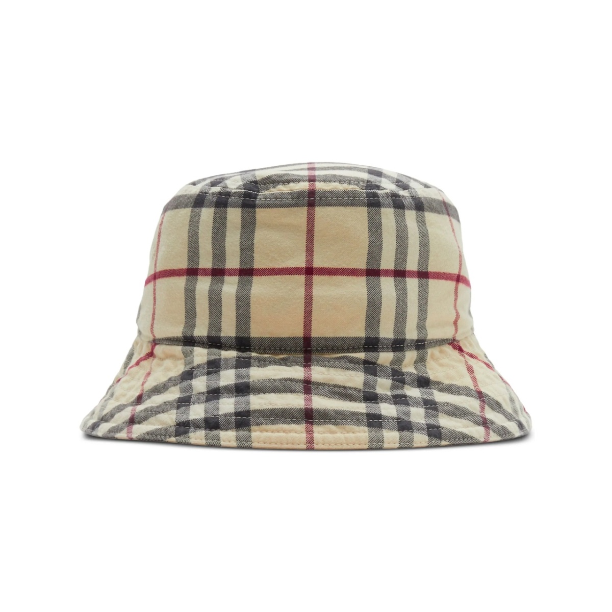 Vintage Check-pattern cotton bucket hat