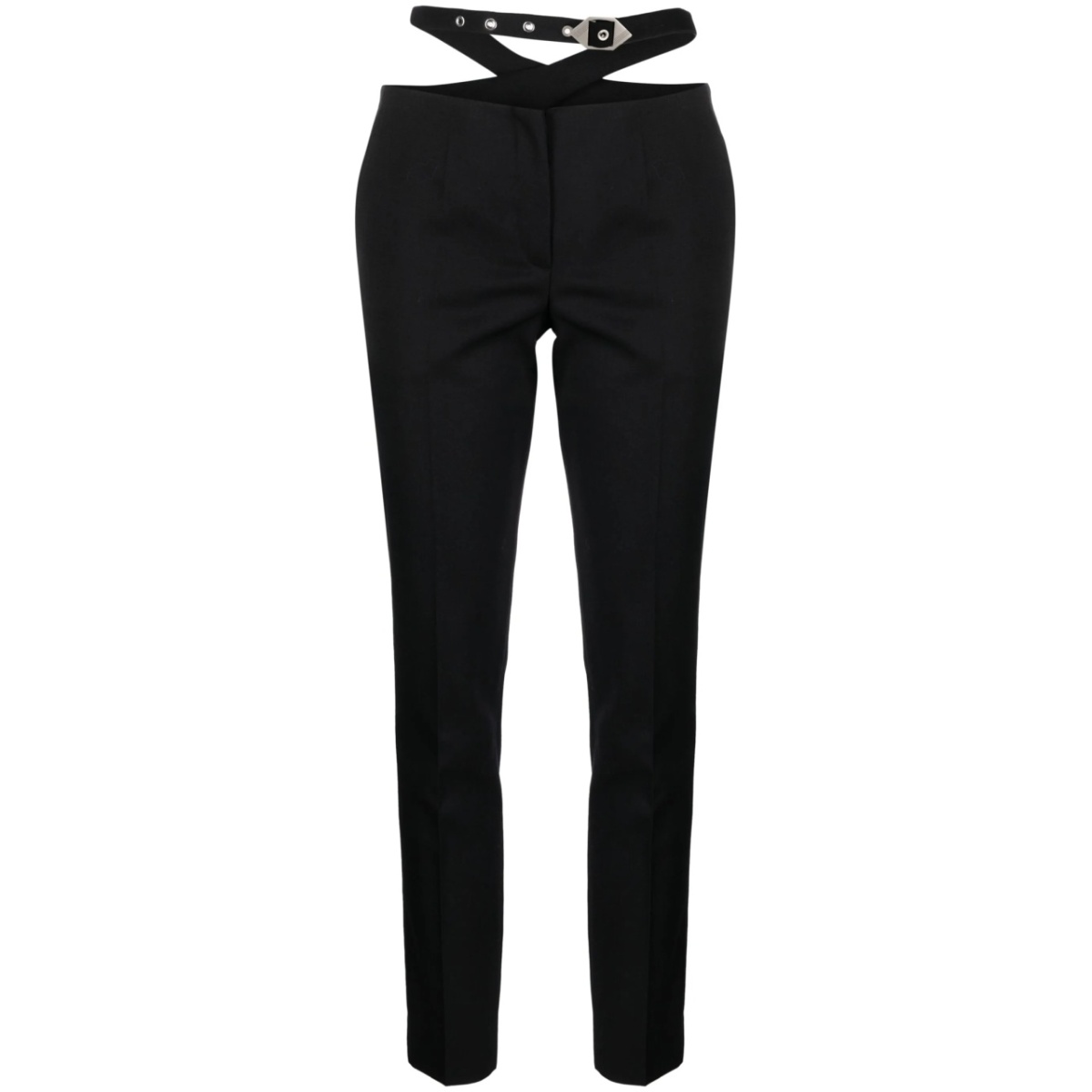 waist-strap wool trousers