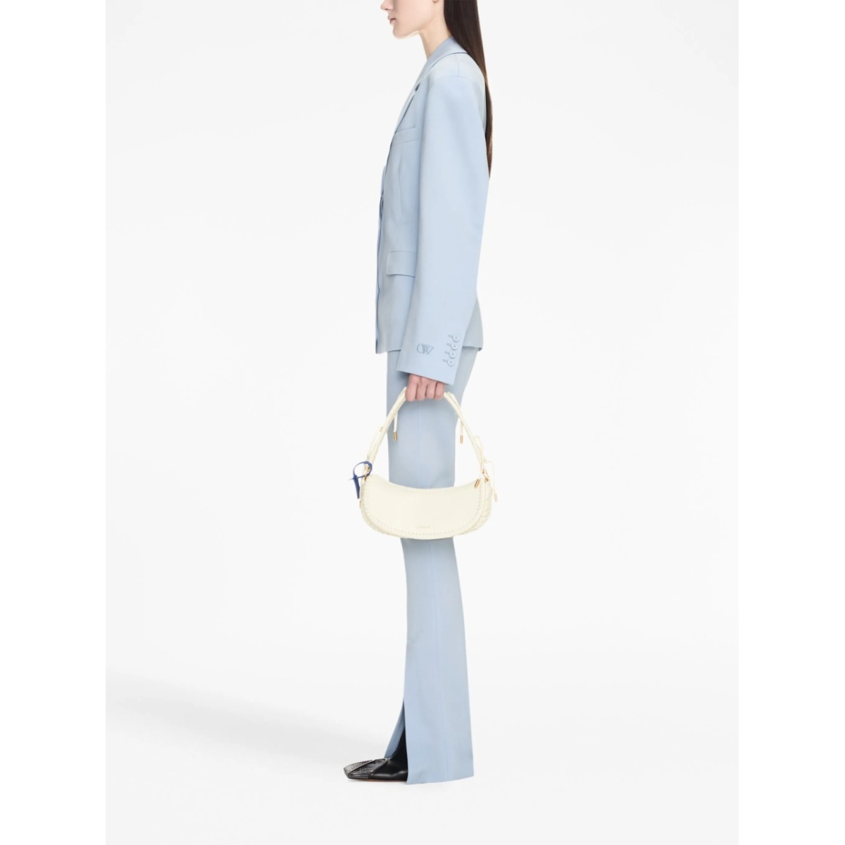 weaved leather shoulder bag