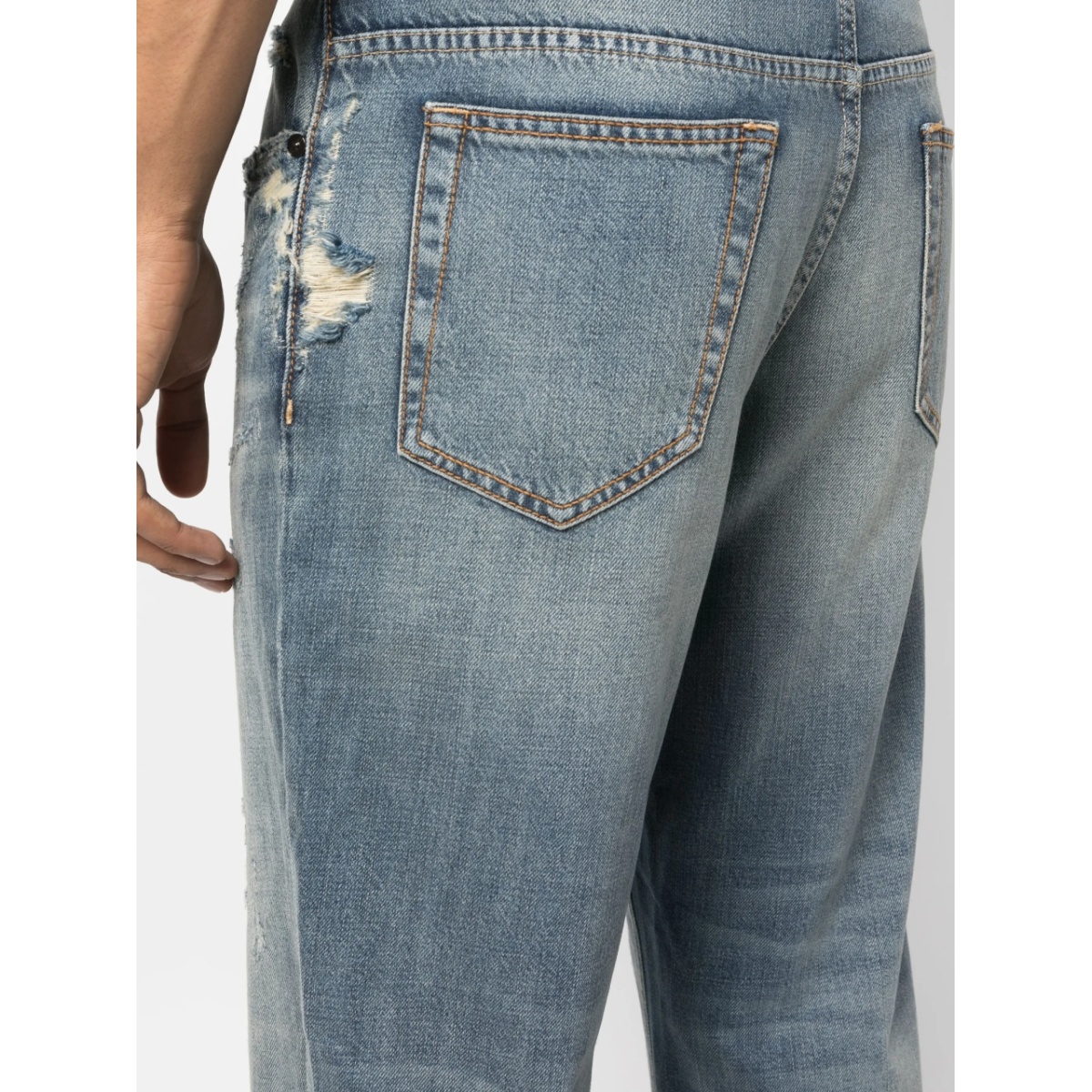 whiskering-effect straight-leg jeans - Img 5
