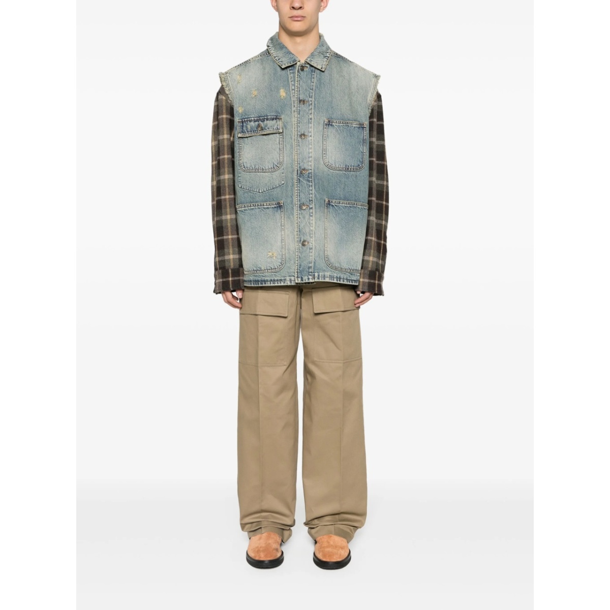 wide-leg cotton cargo trousers - Img 2