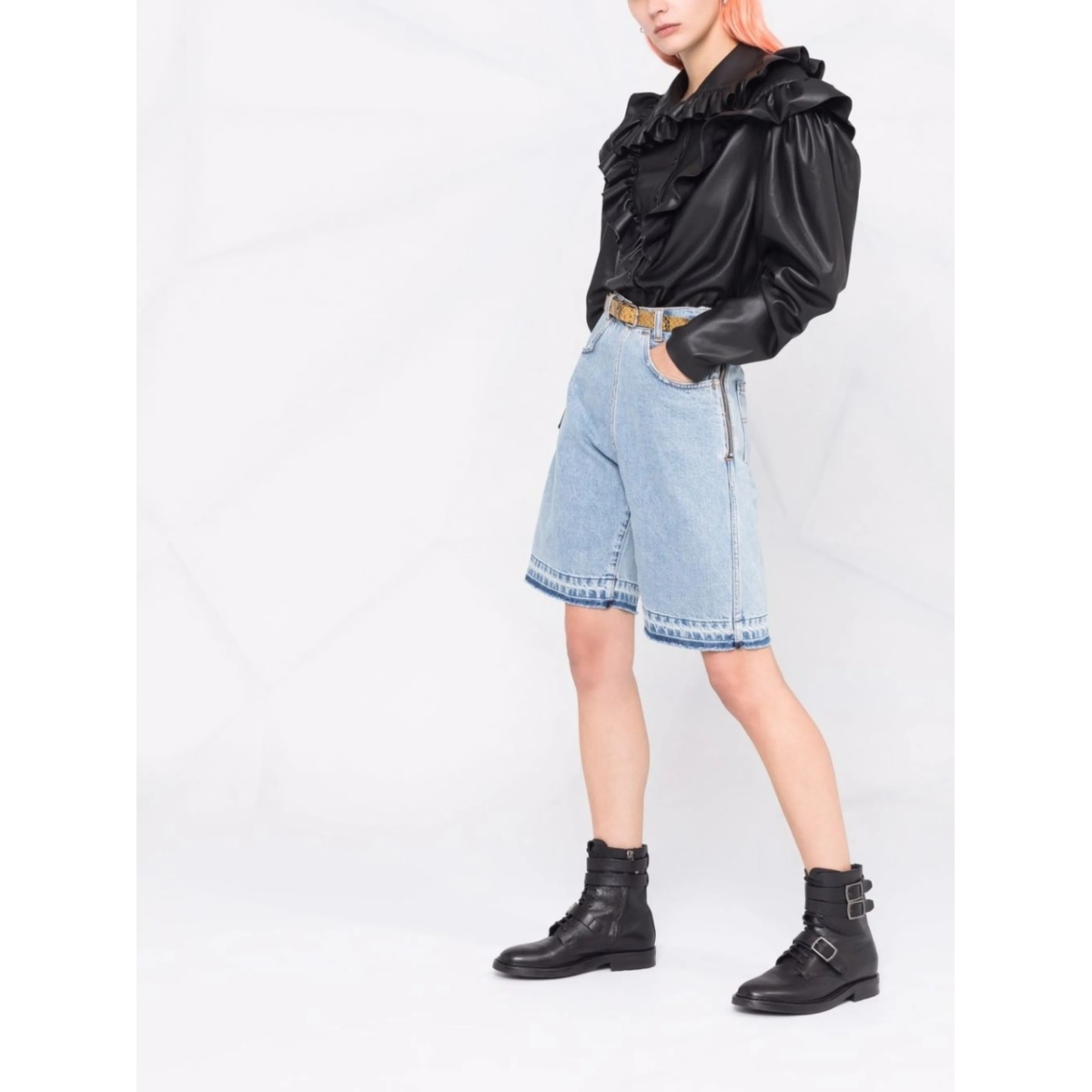 wide-leg denim shorts - Img 4