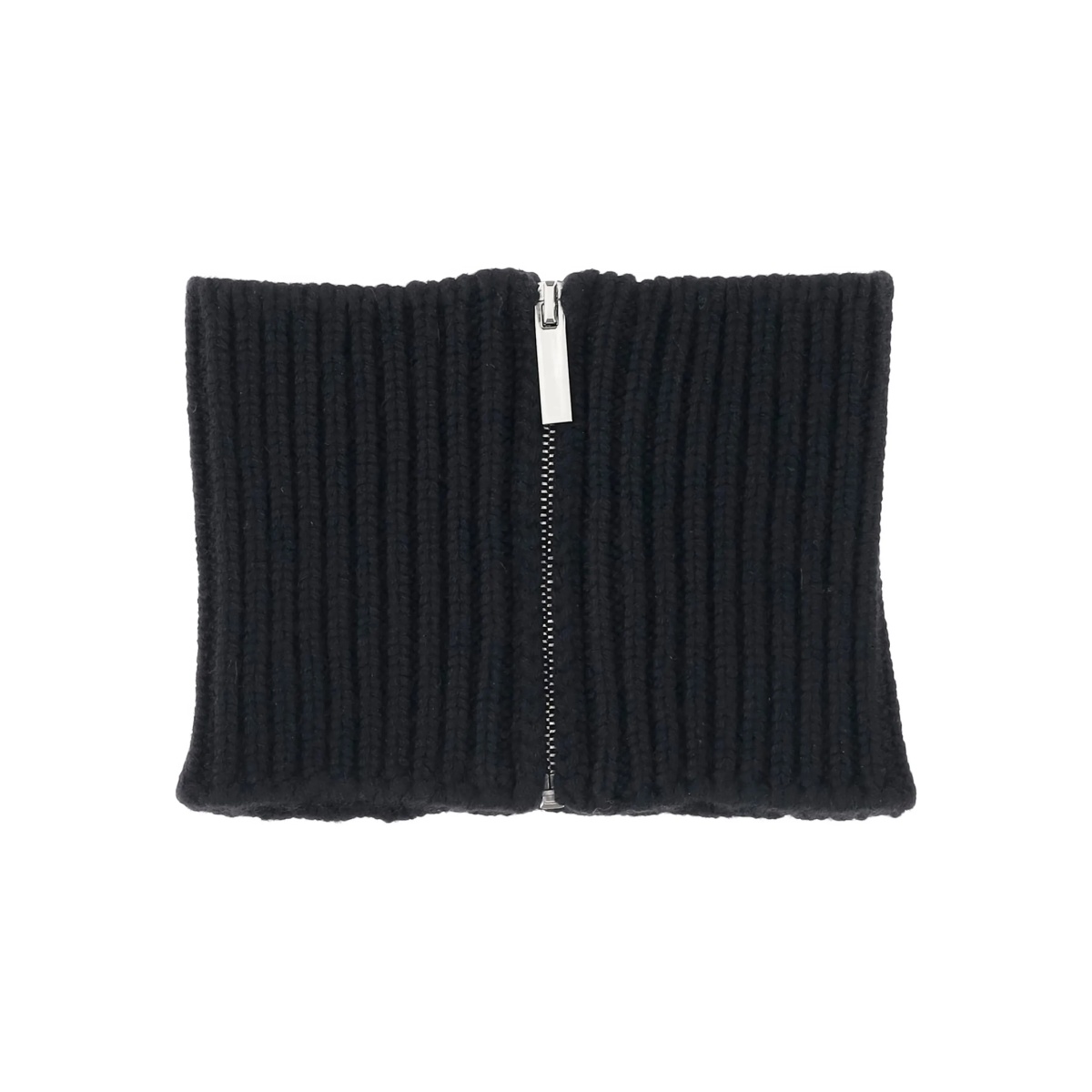 zip-front ribbed neck warmer scarf