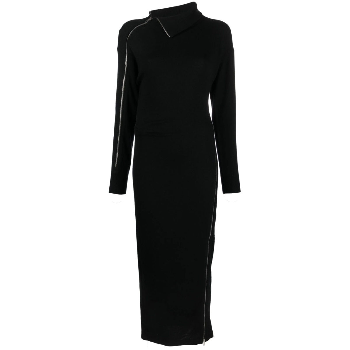 zip-up midi dress