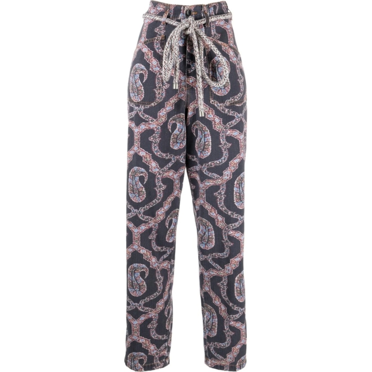 abstract-pattern tapered-leg trousers