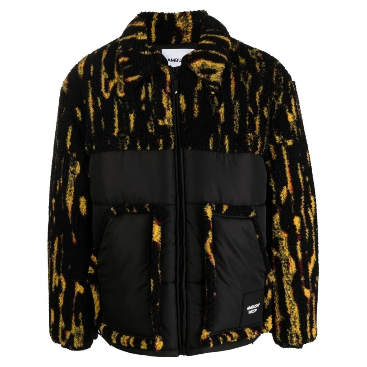 abstract-print panelled jacket