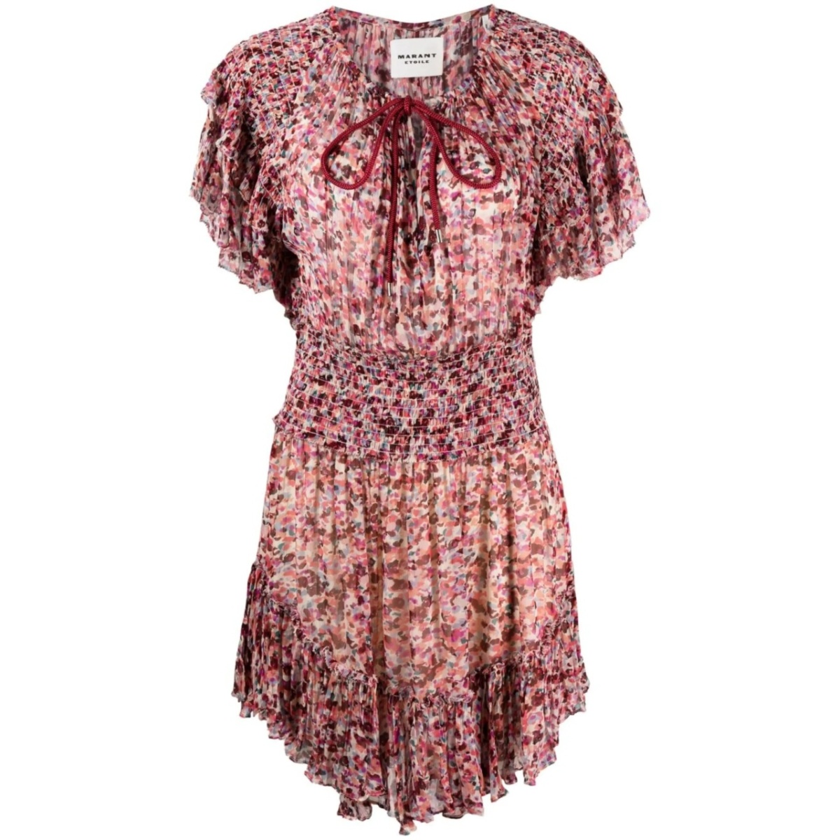 abstract-print shirred-detail dress