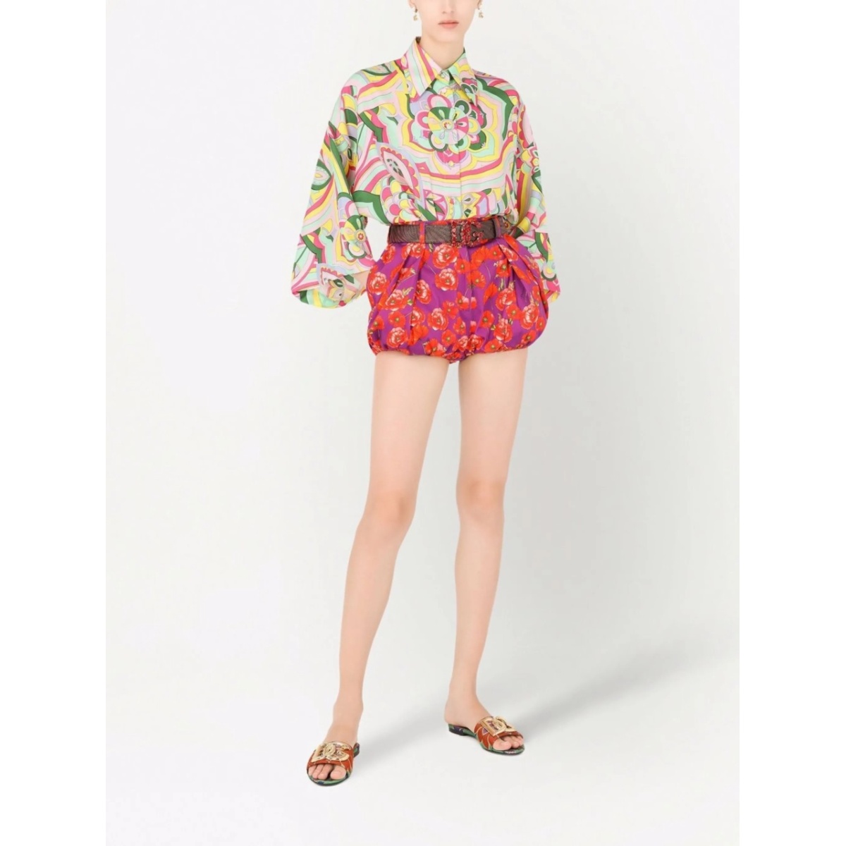 abstract-print silk shirt - Img 2