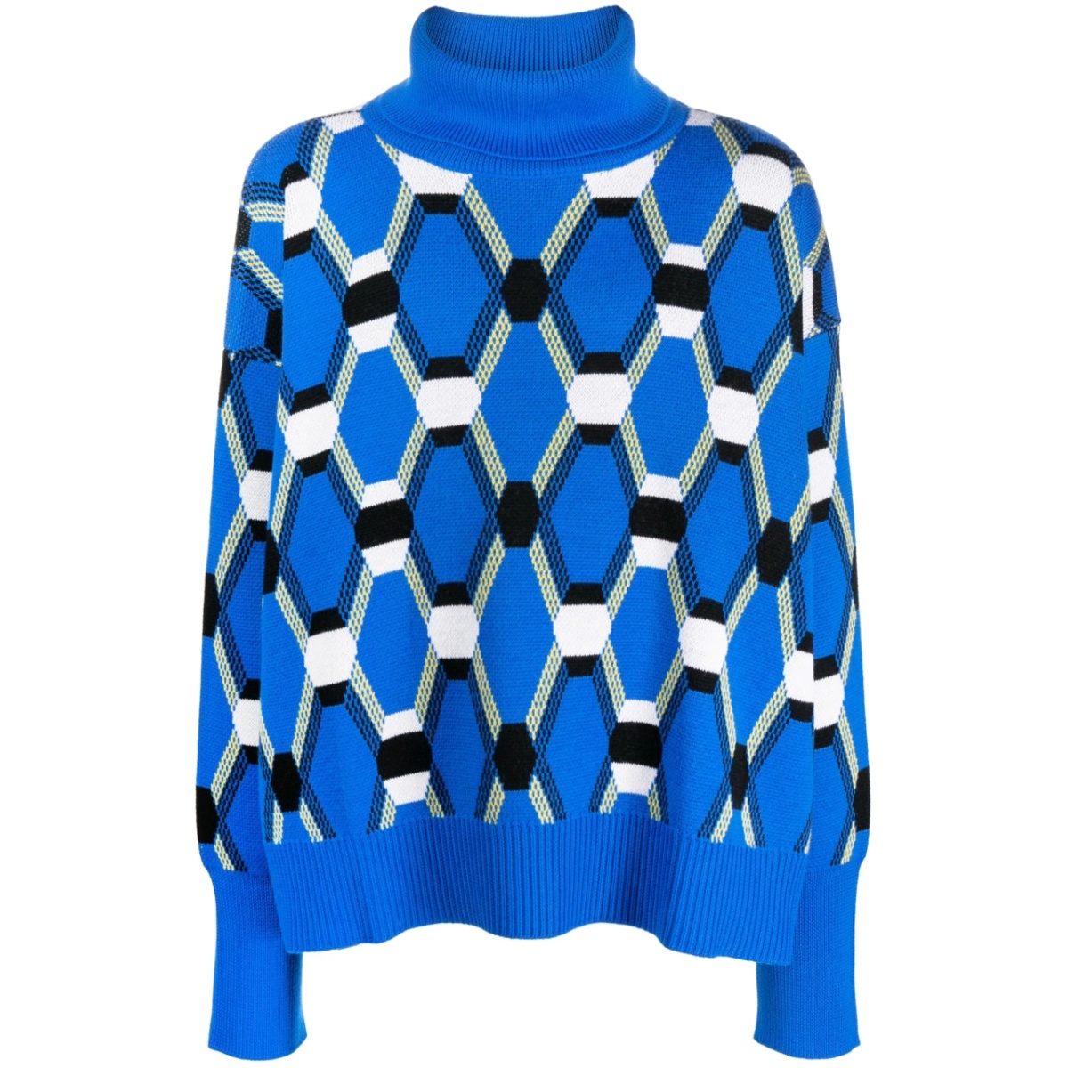 abstract-print wool jumper