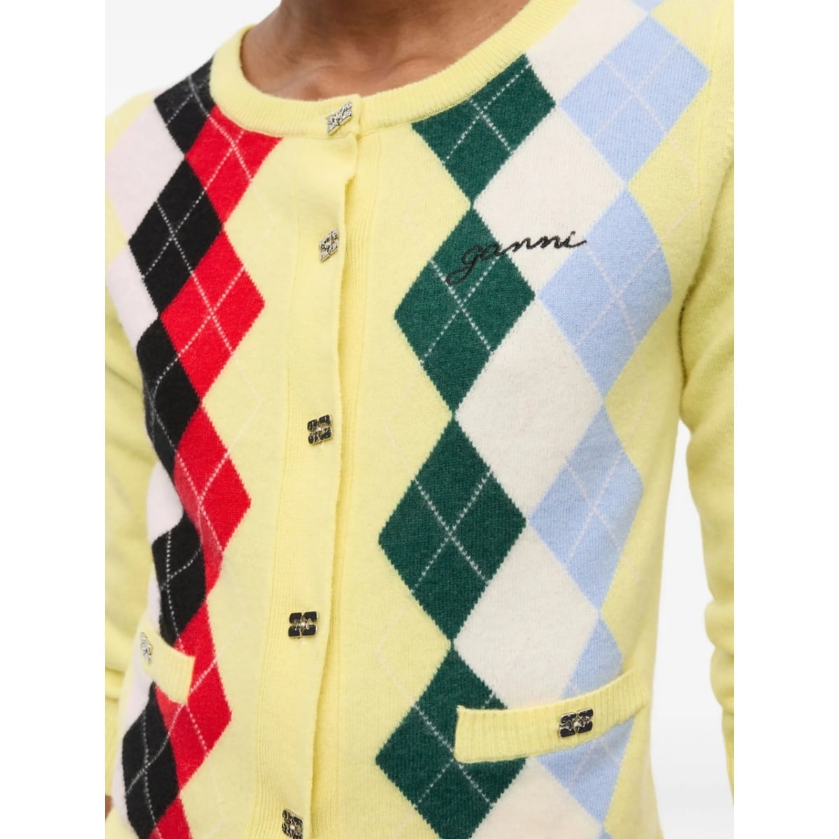 argyle-pattern cardigan - Img 5