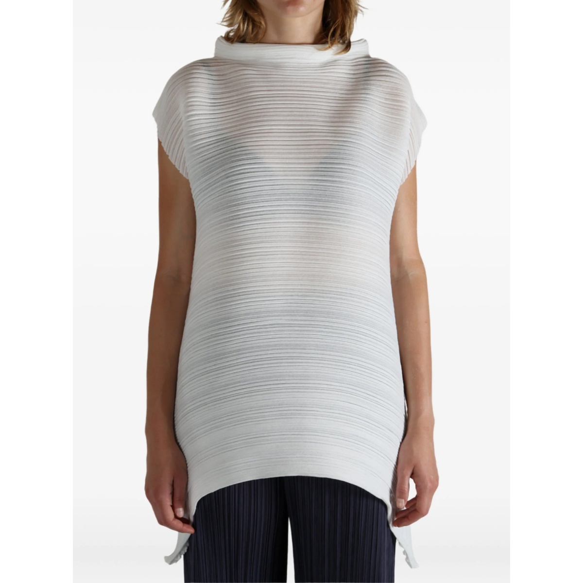 asymmetrical-hem pleated top - Img 2