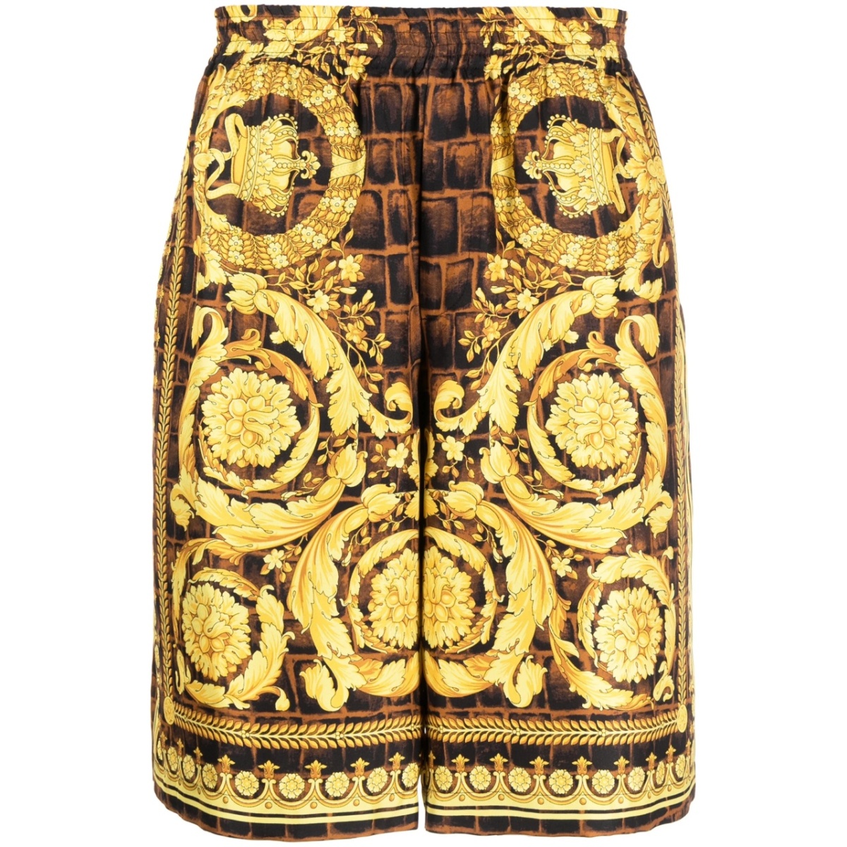 Baroccodile-print silk shorts