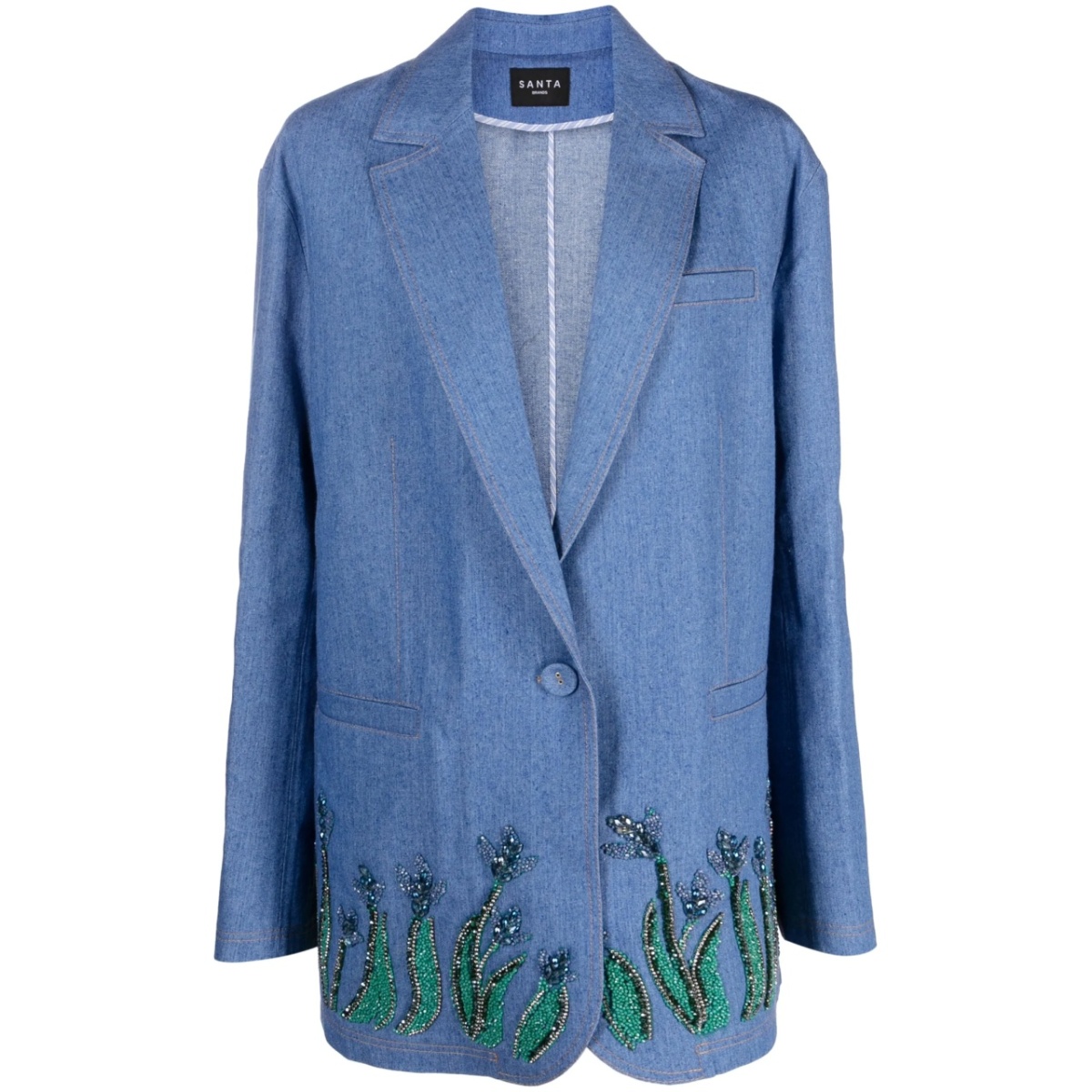 bead-embellished single-breasted blazer