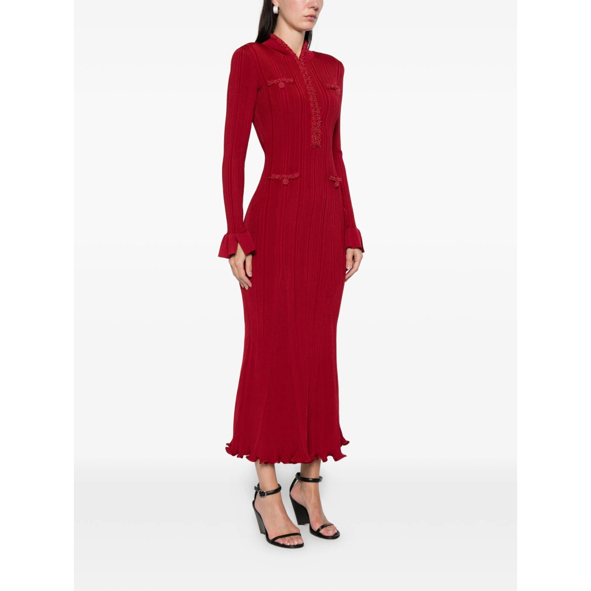 beaded-trim ribbed midi dress - Img 3
