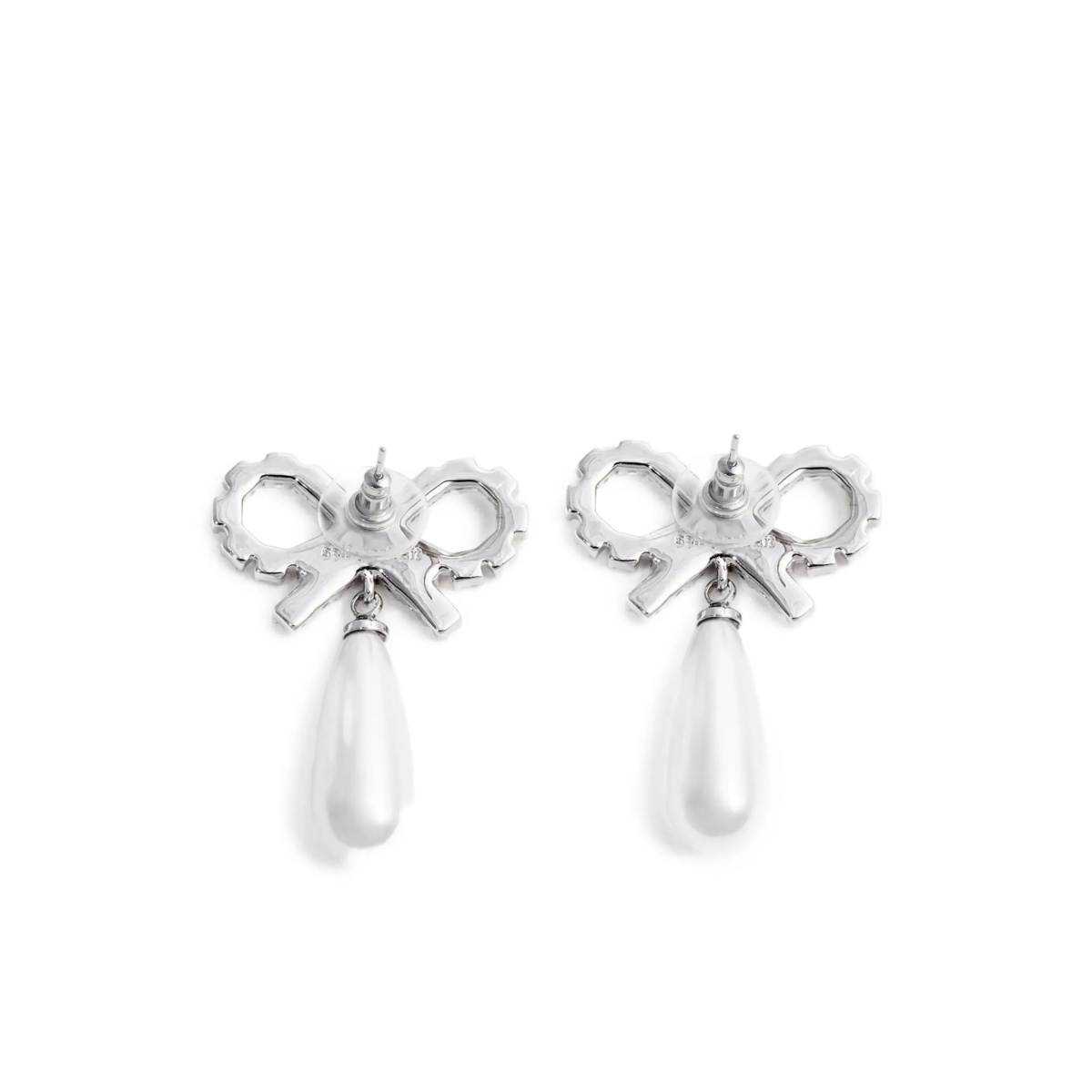 bow pearl-embellishment earrings - Img 4