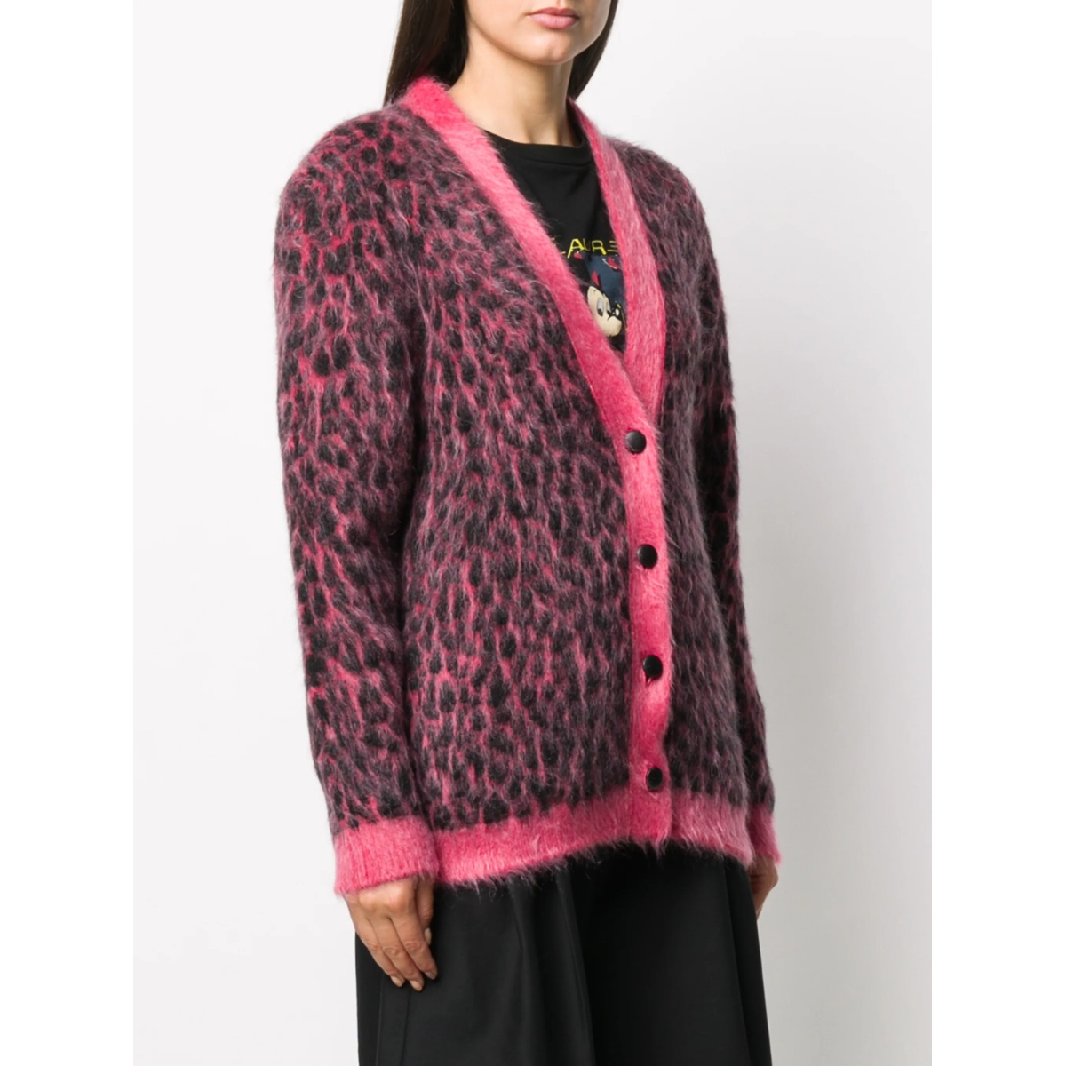 brushed leopard-print wool cardigan - Img 3