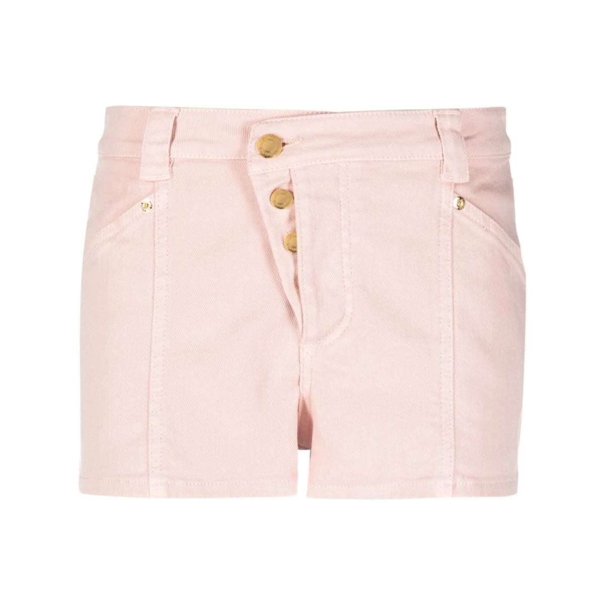 button-fastening denim shorts