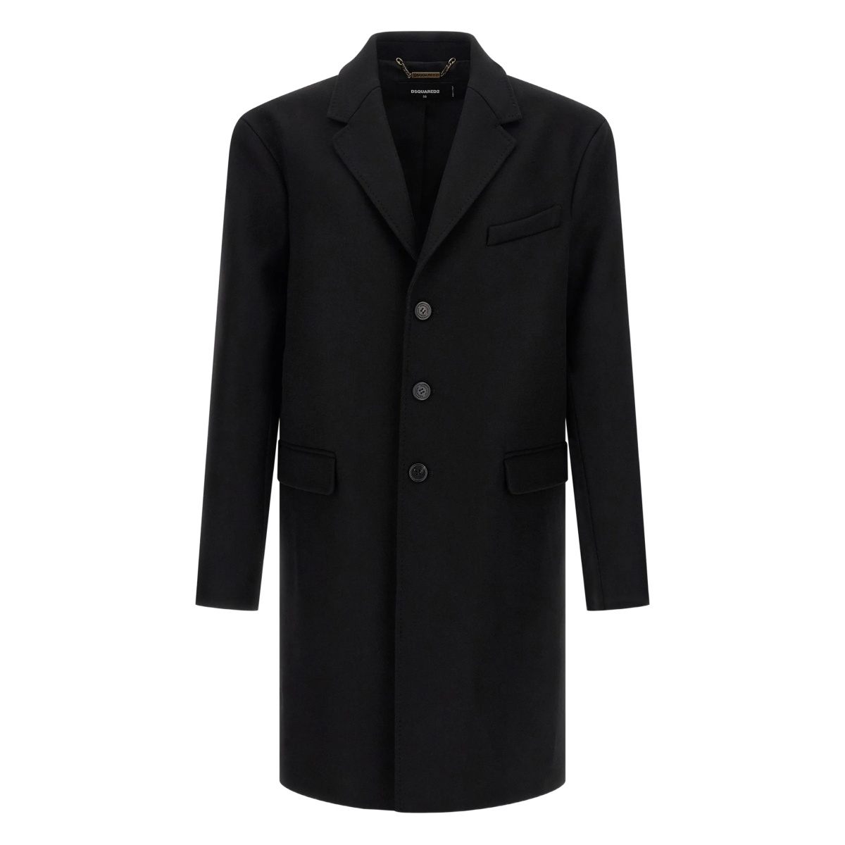 button-fastening wool coat