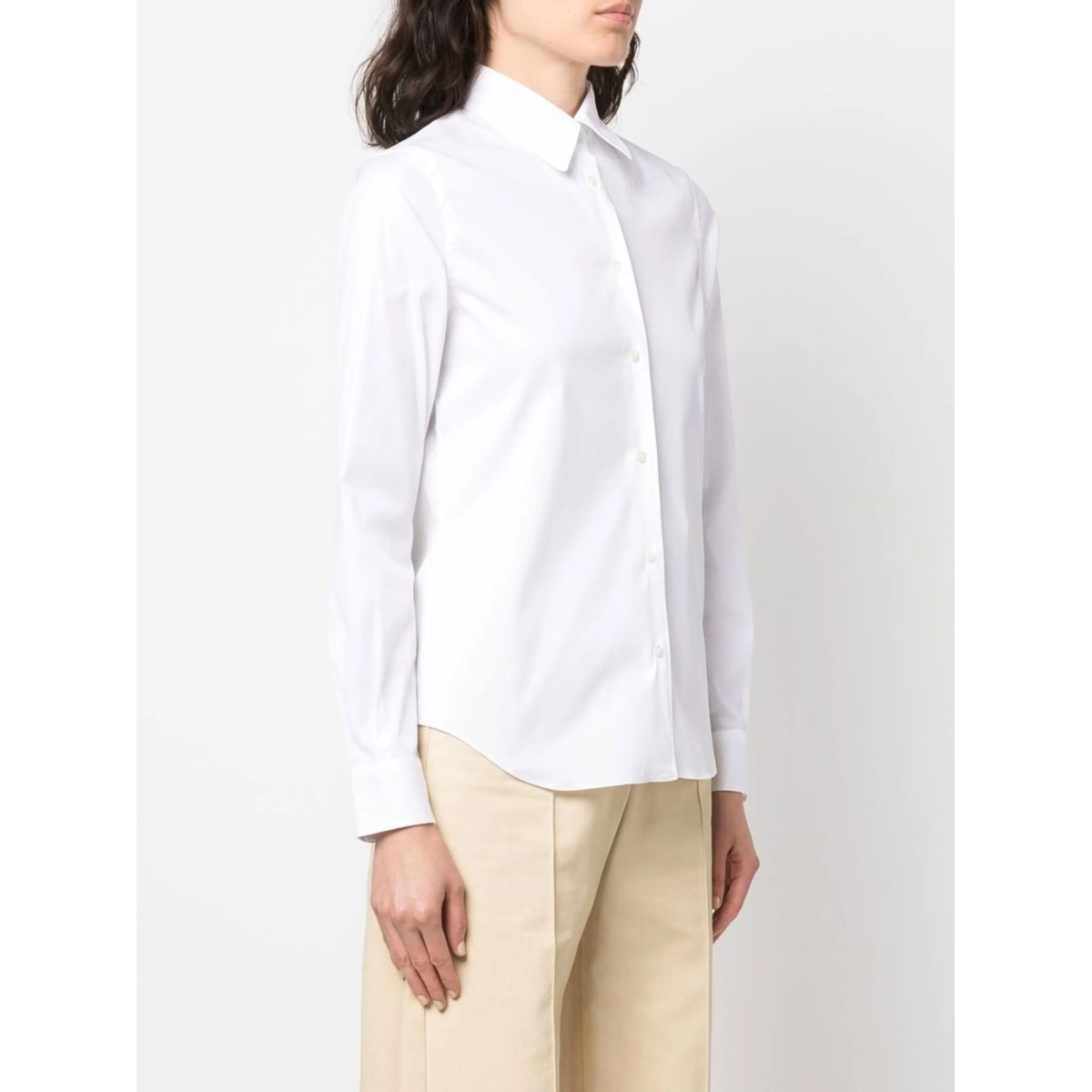 button-up curved-hem shirt - Img 3