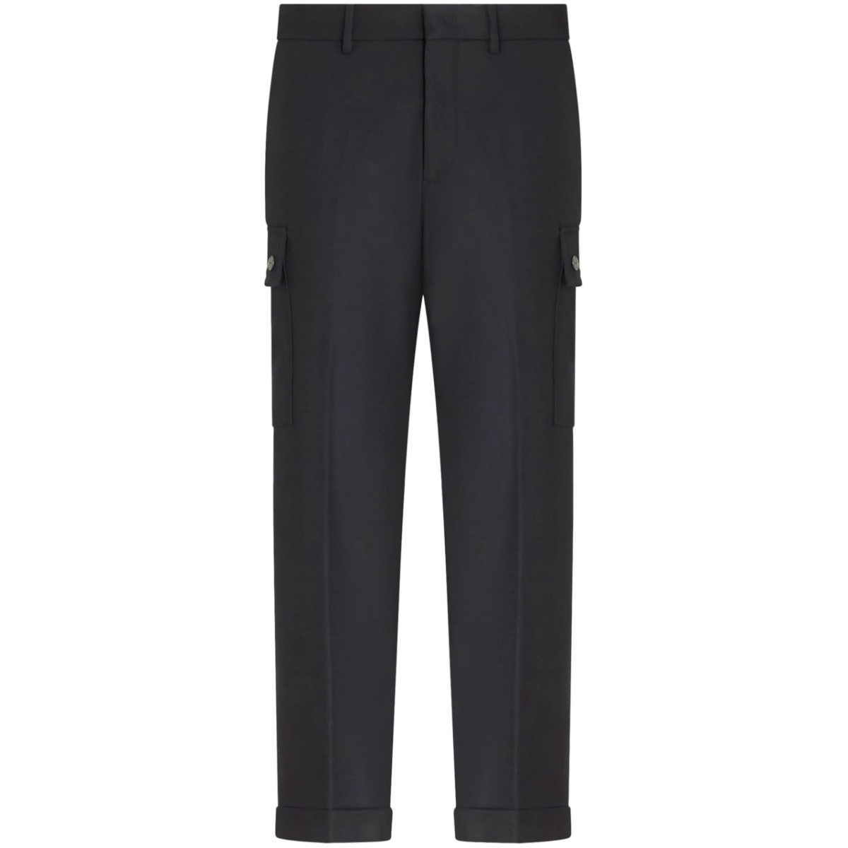 cargo-pockets wool tapered trousers