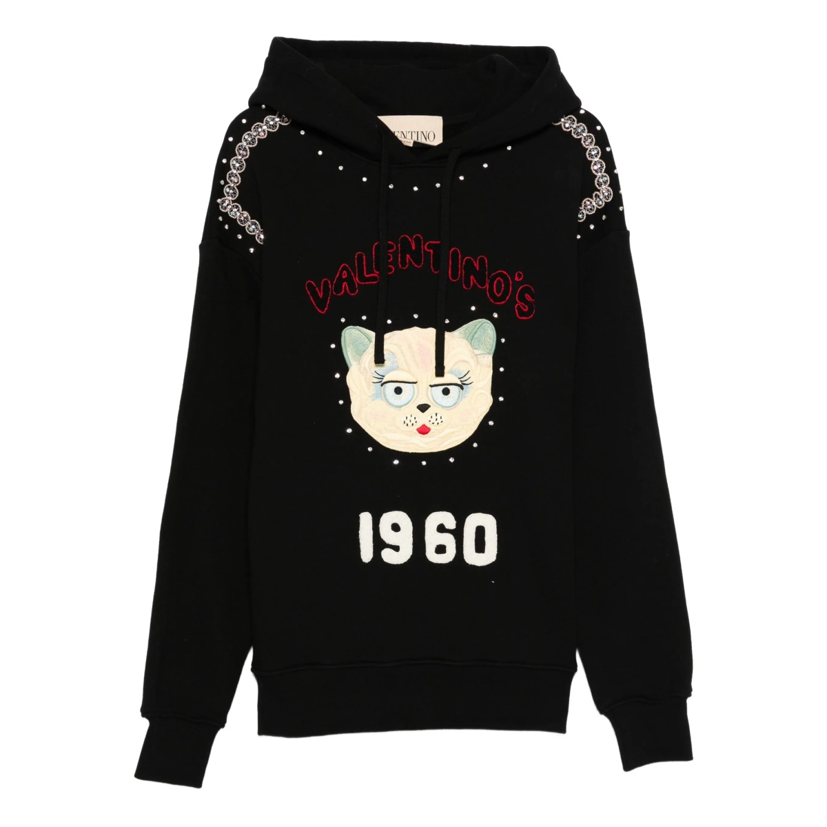 cat-embroidered hoodie