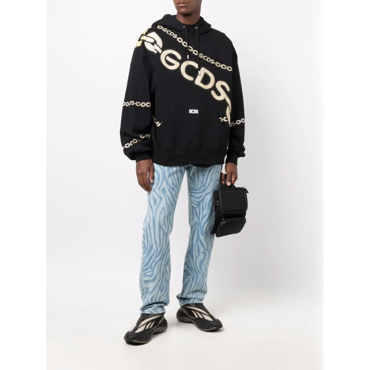 chain-link logo-print hoodie - Img 2