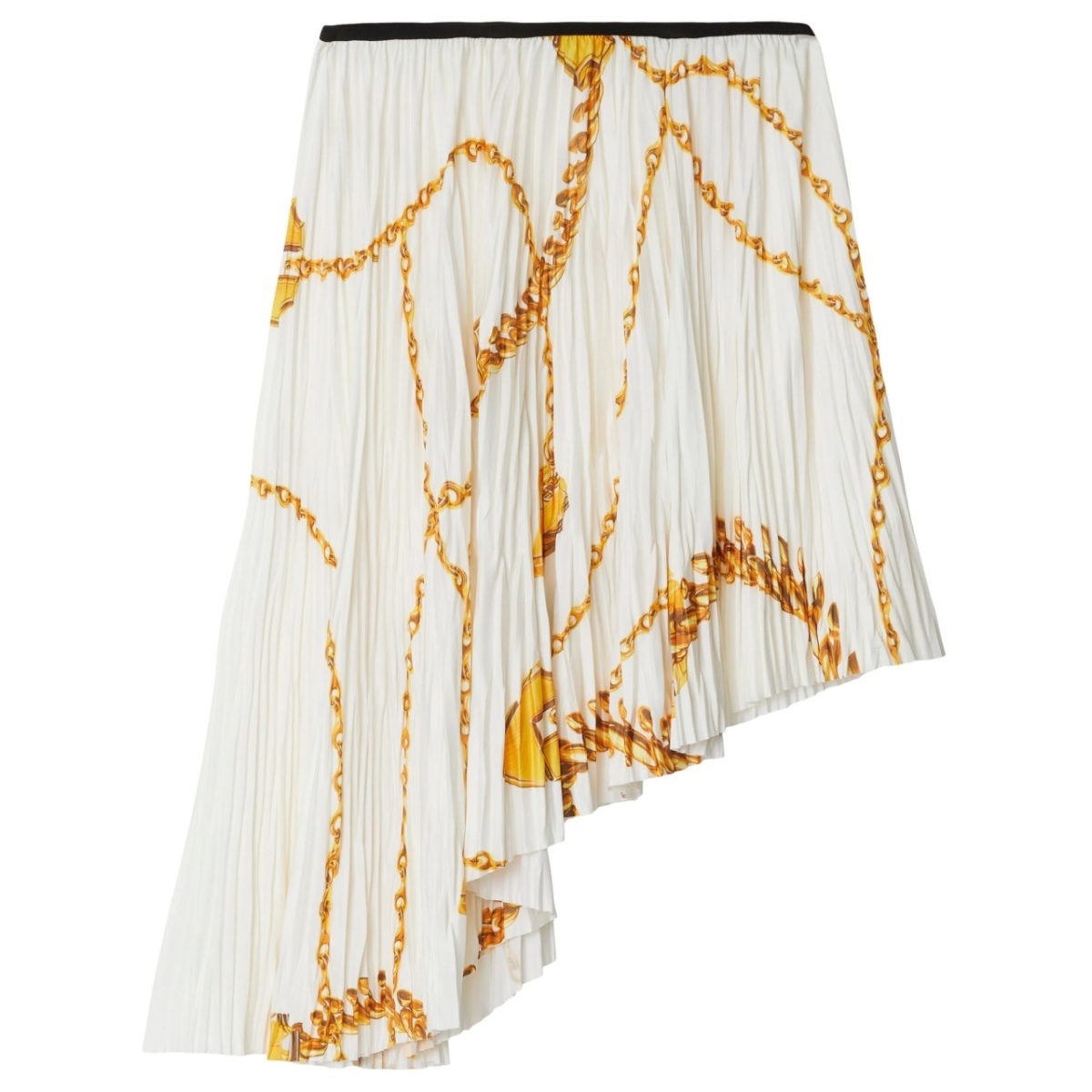 chain-print asymmetric skirt