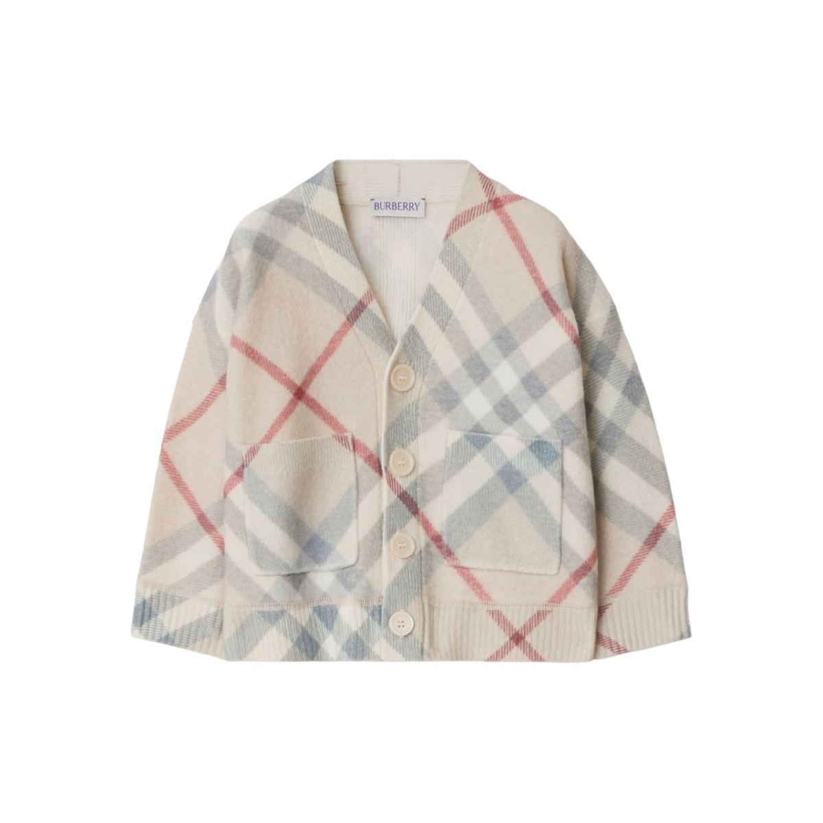 check-pattern wool cardigan