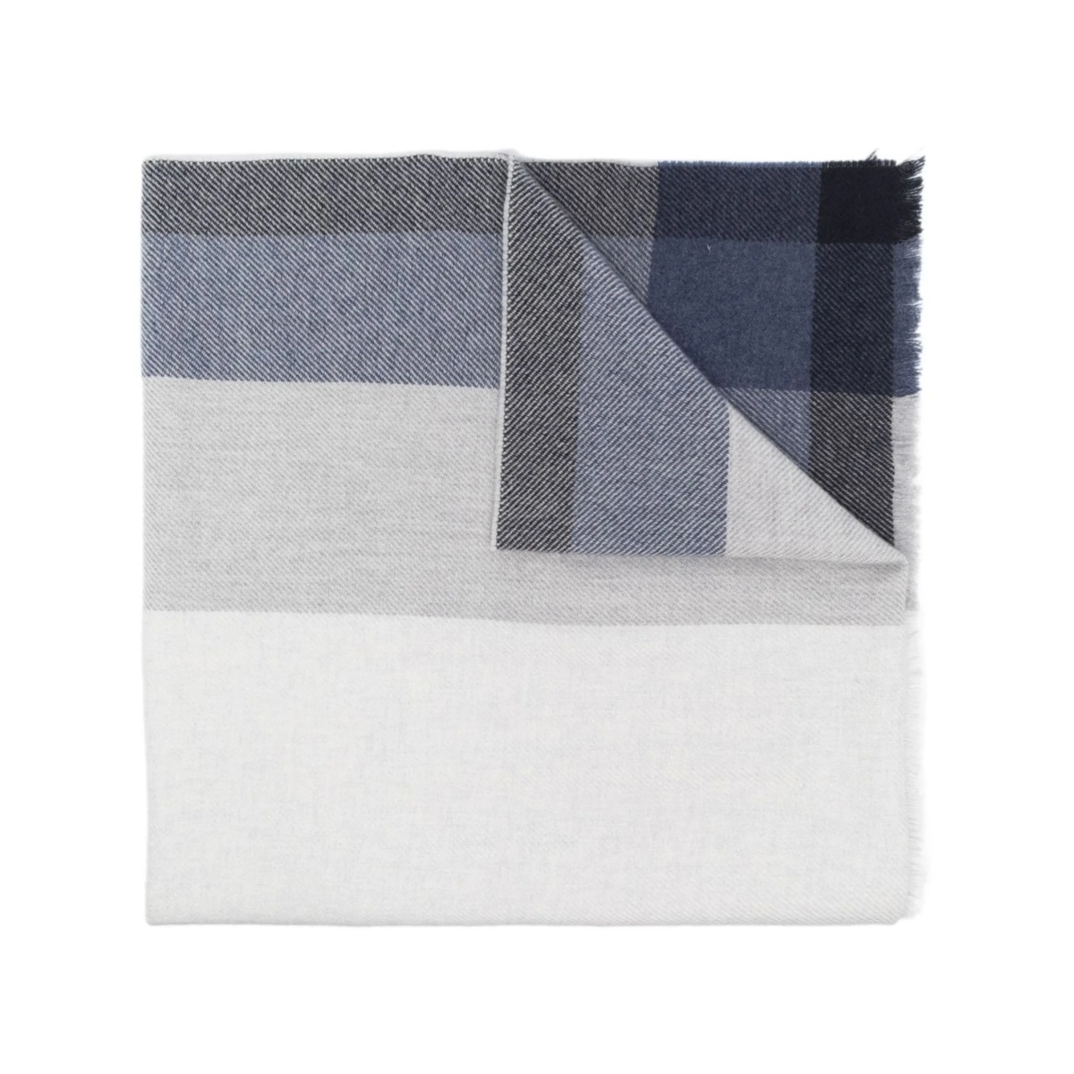 check-print frayed-edge scarf
