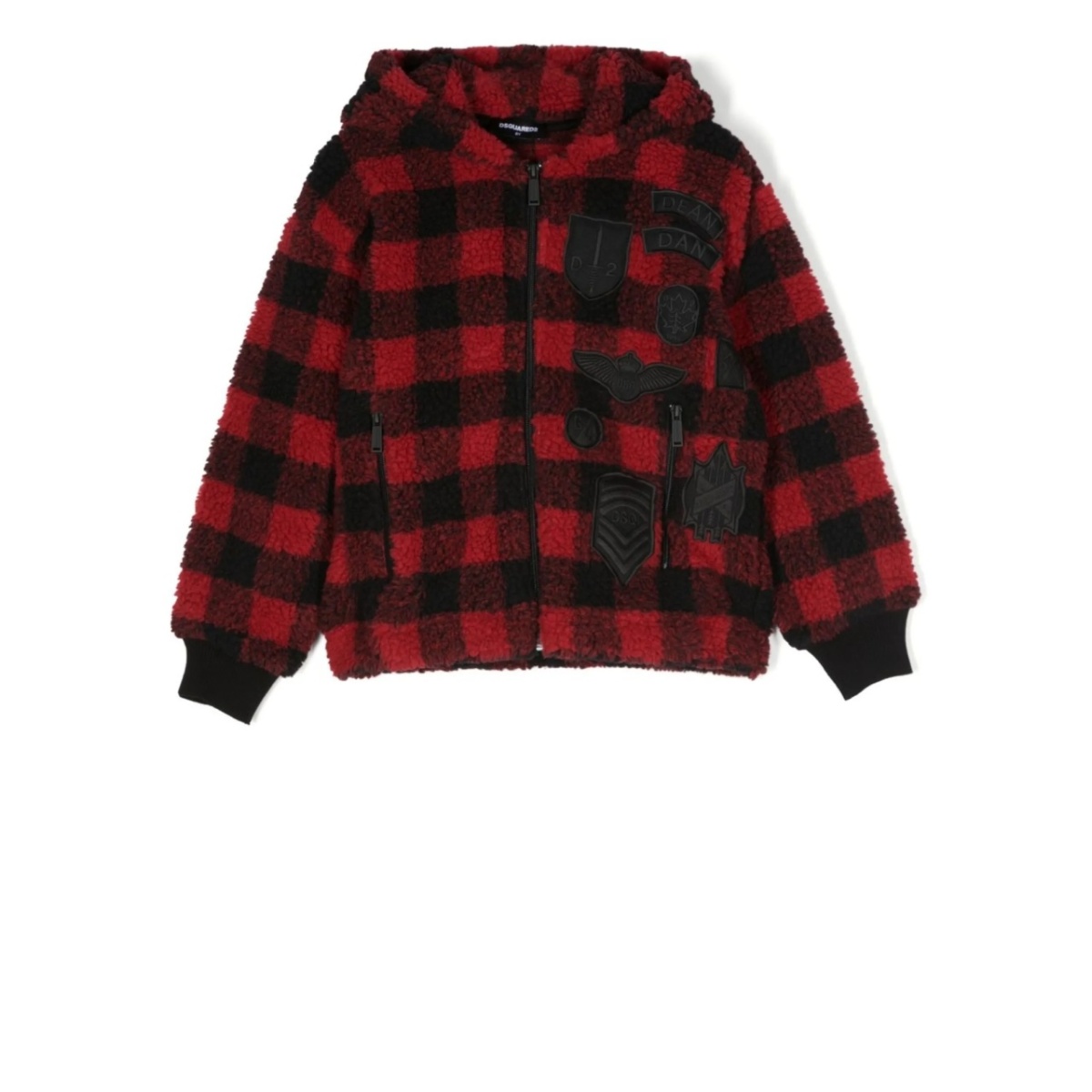 checked faux-shearling jacket