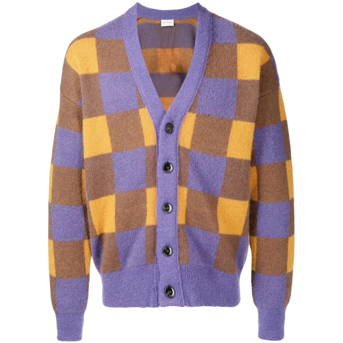 checked mohair-blend cardigan