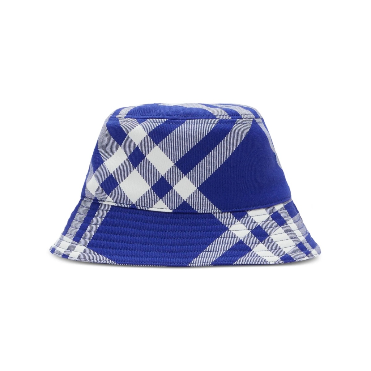 checked tonal-stitching bucket hat