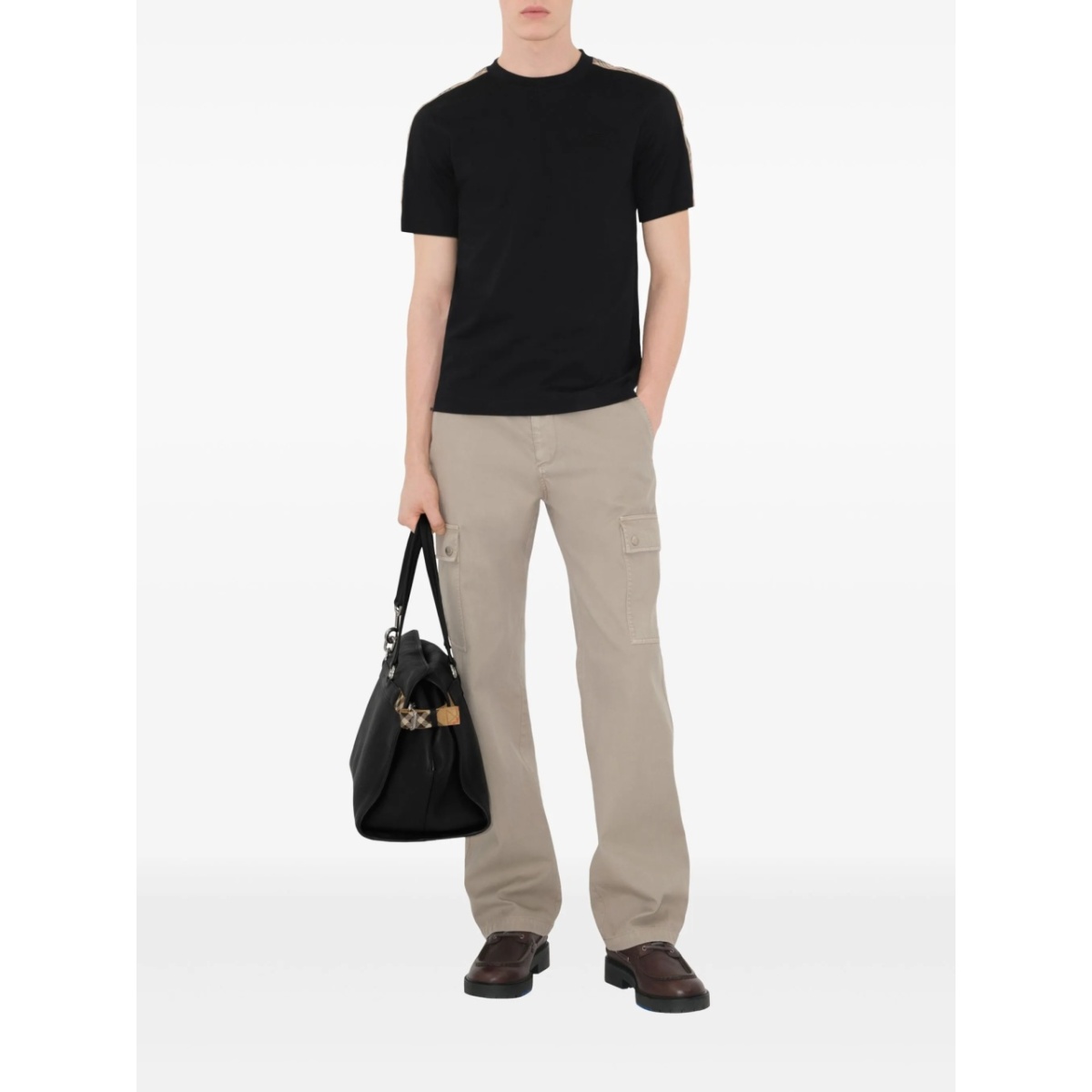 checkered-trim cotton T-shirt - Img 2