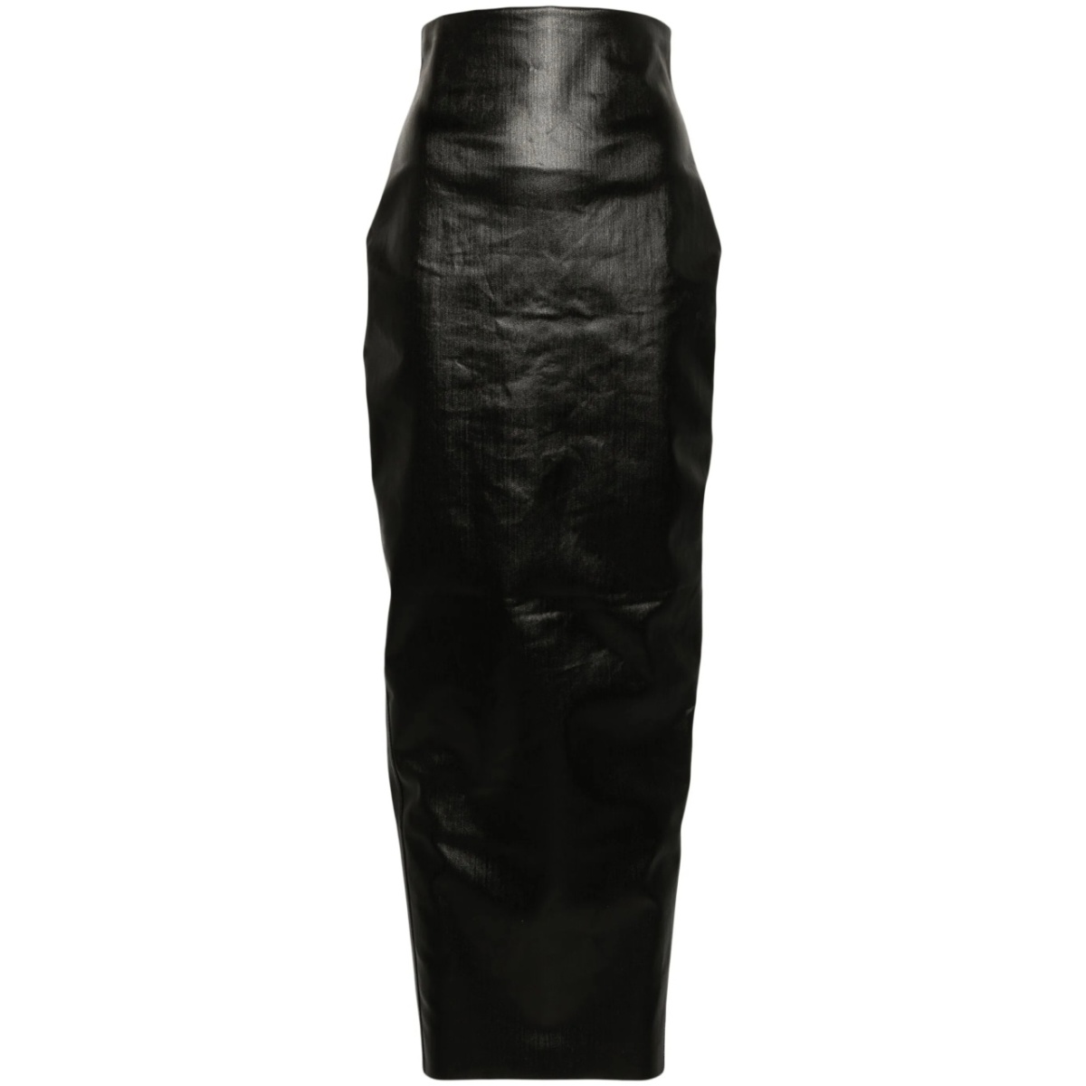 coated-denim column maxi skirt