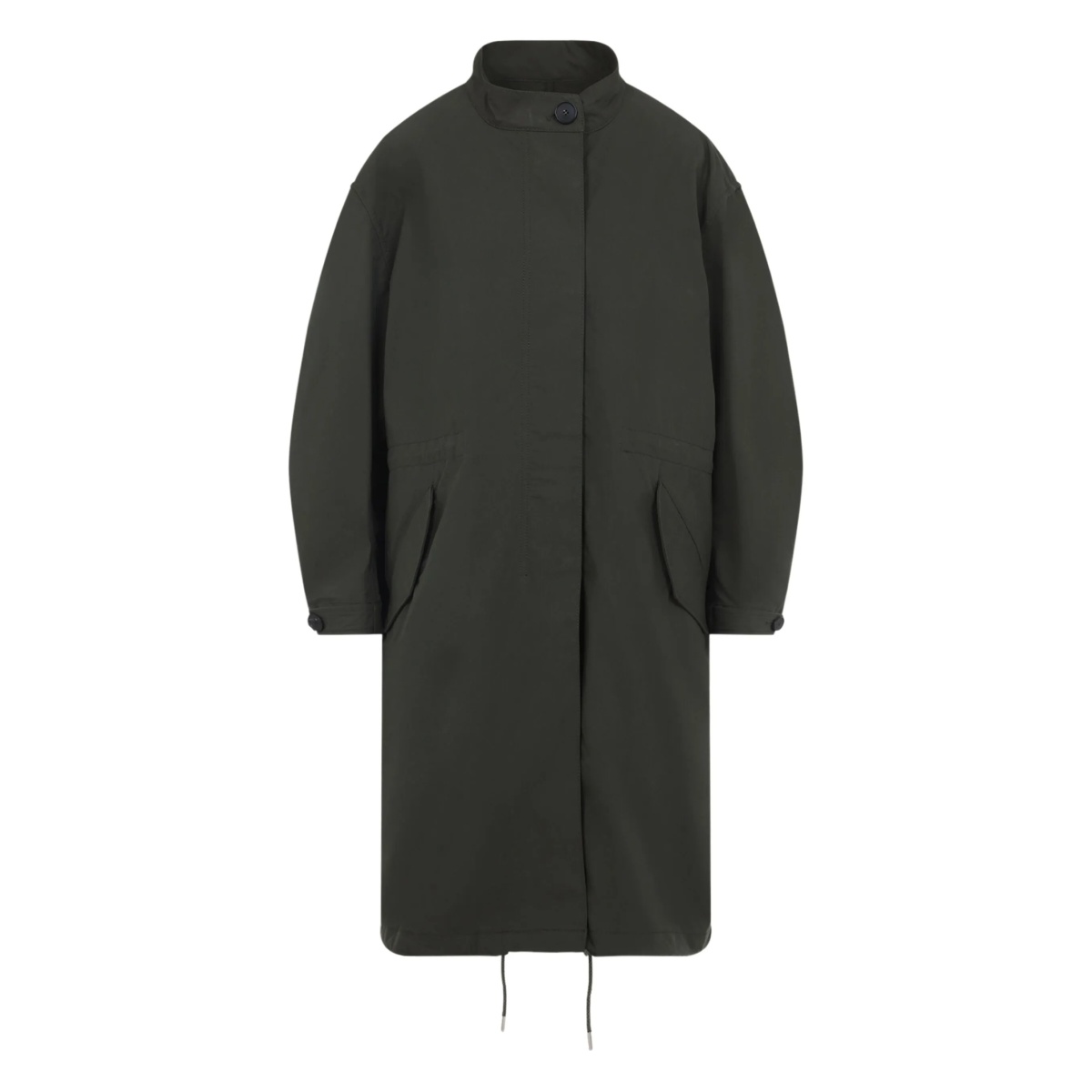 collared drawstring parka coat