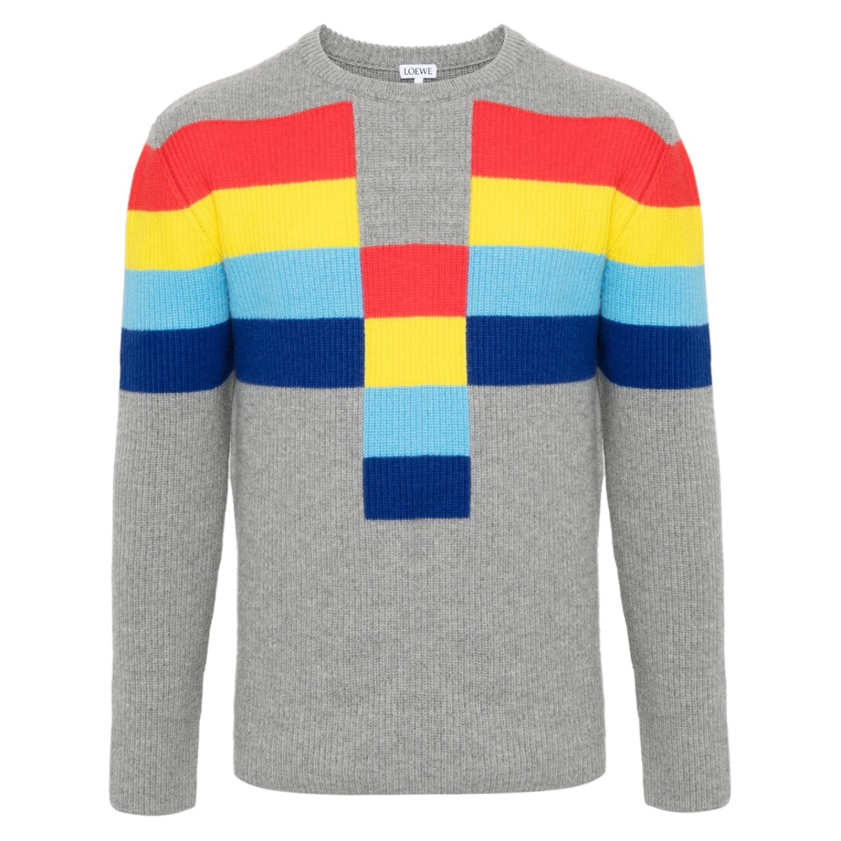 colour-block intarsia jumper