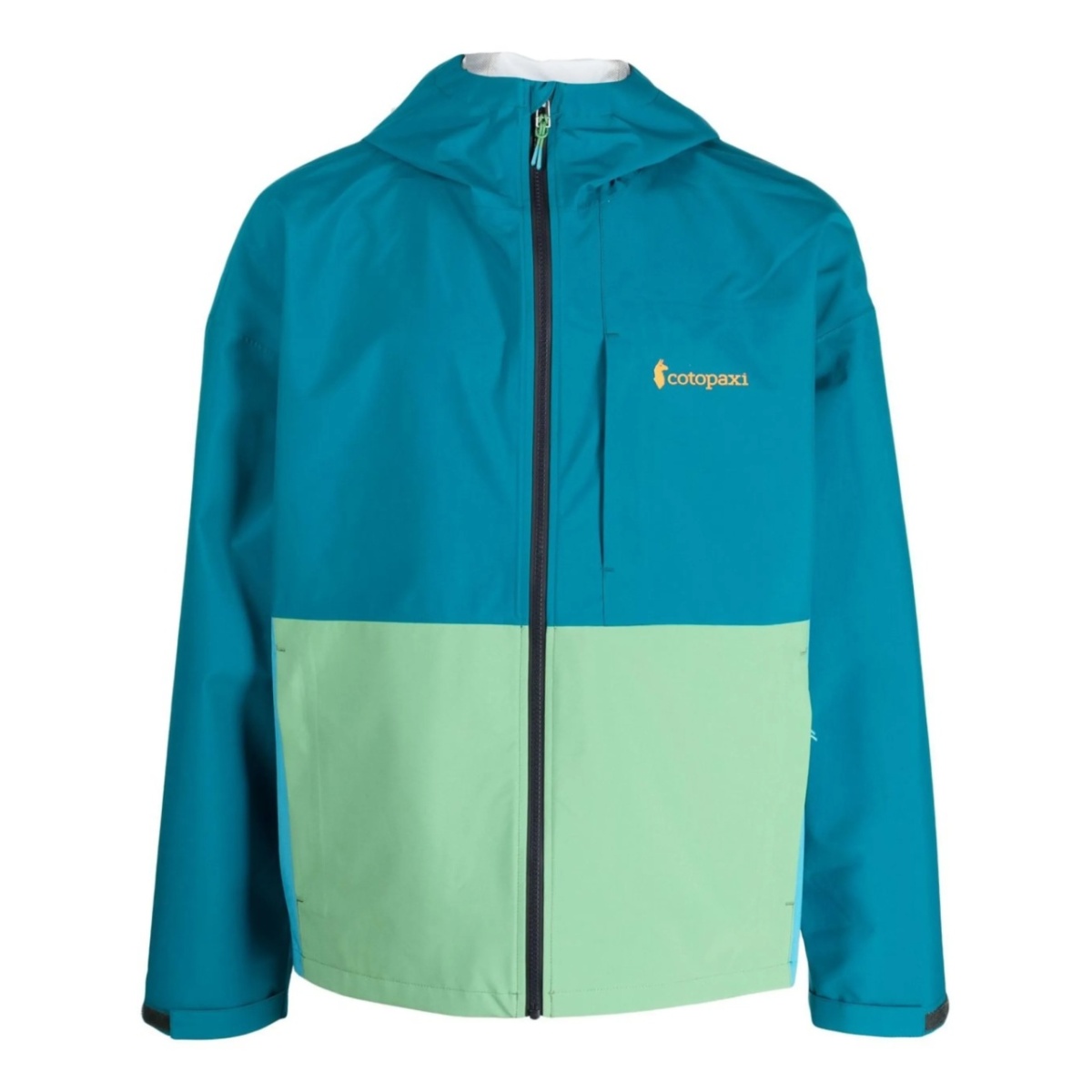 colour-block zip-up hooded jacket