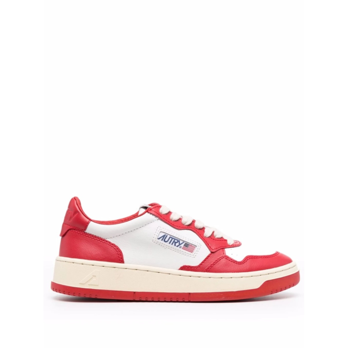 contrast-panel leather sneakers