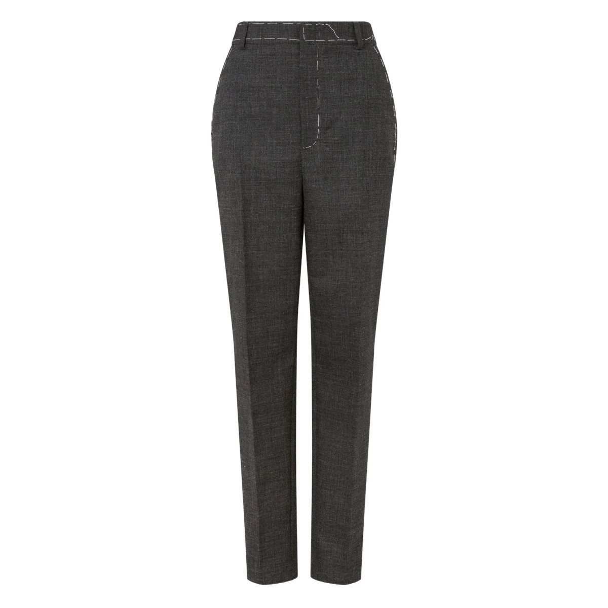 contrast-stitch wool trousers