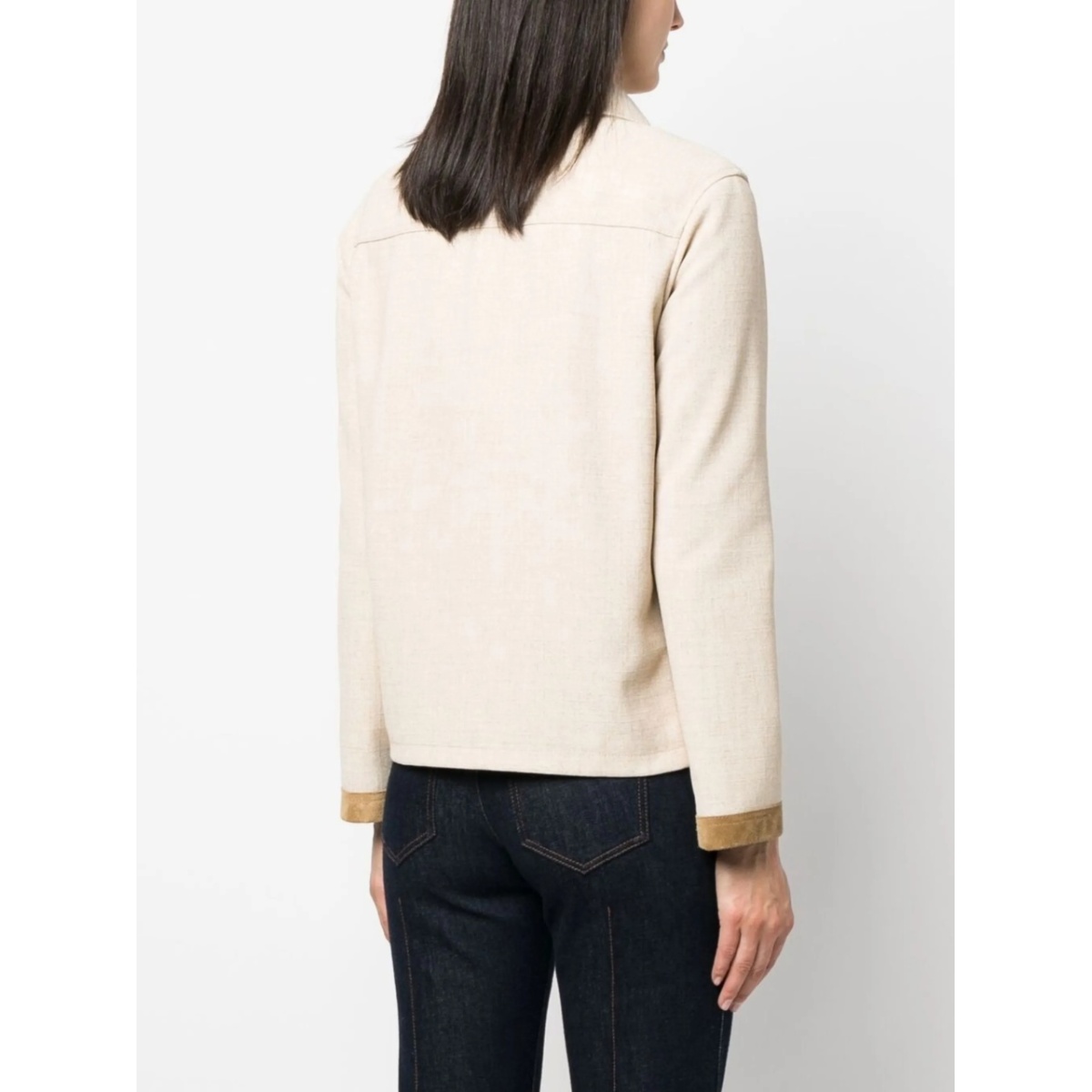 contrasting-trim fitted jacket - Img 4