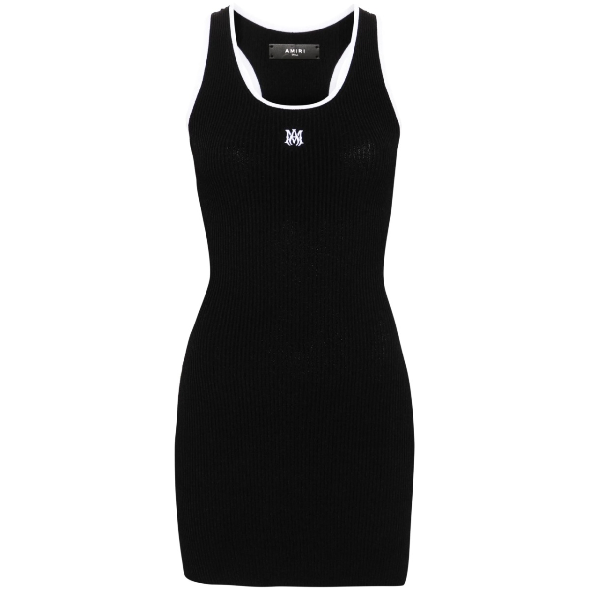 contrasting-trim ribbed-knit minidress