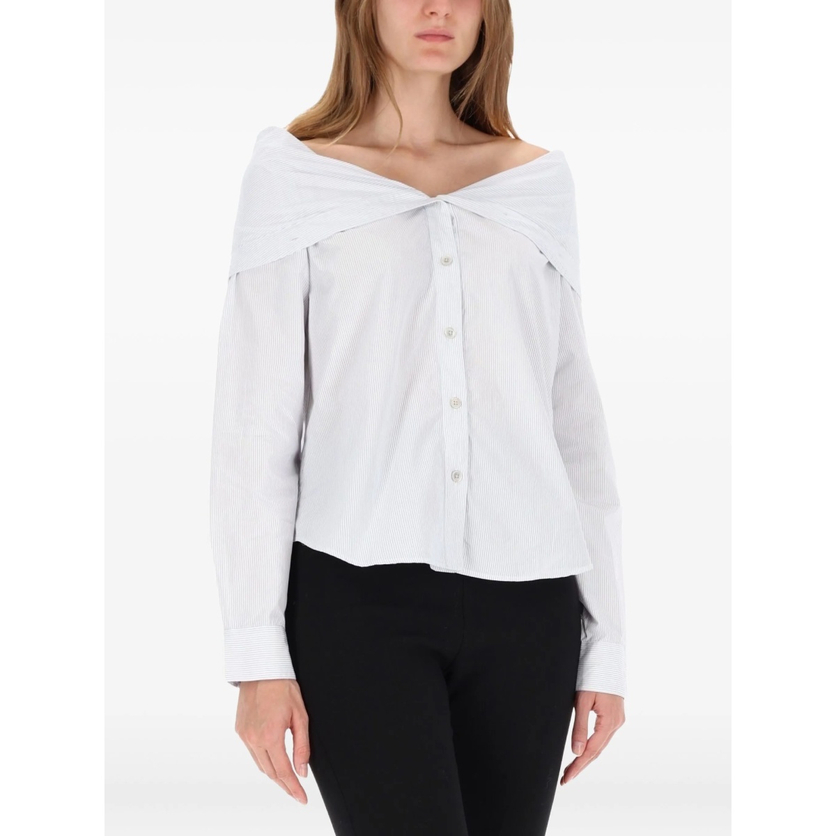 cotton off-shoulder shirt - Img 3