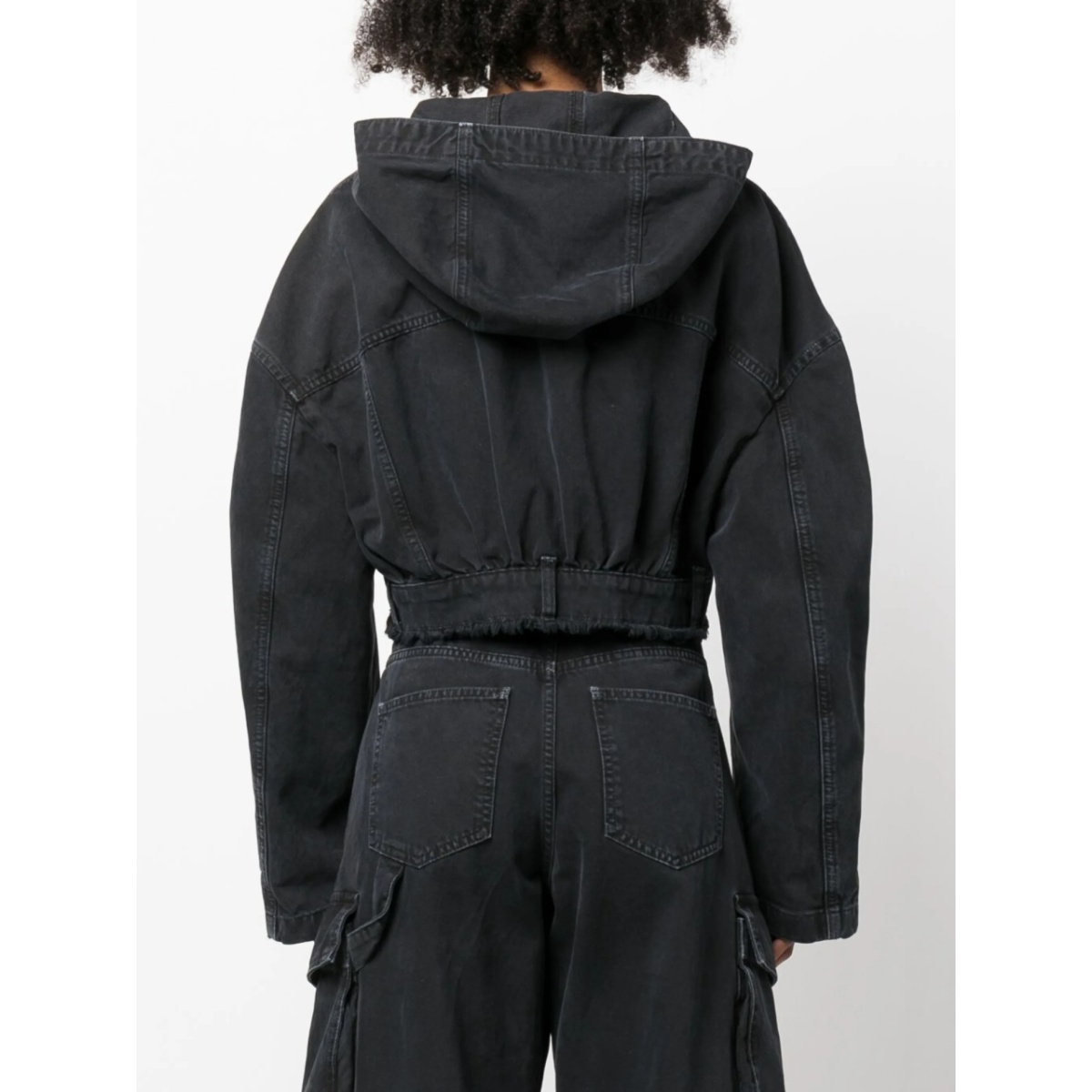 cropped denim hooded jacket - Img 4