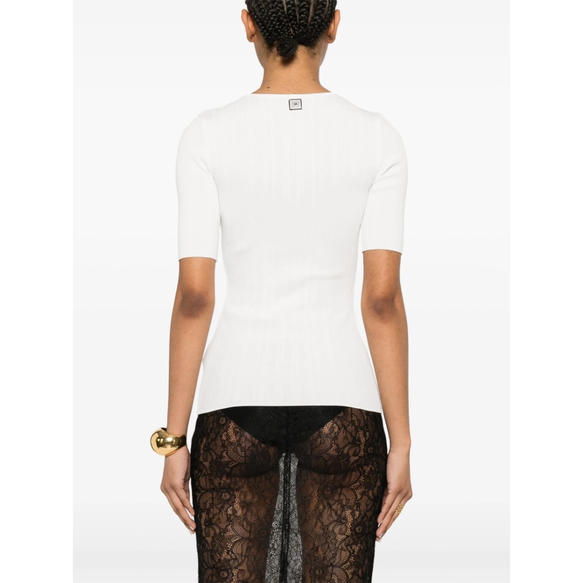crossover-lace knitted top - Img 4